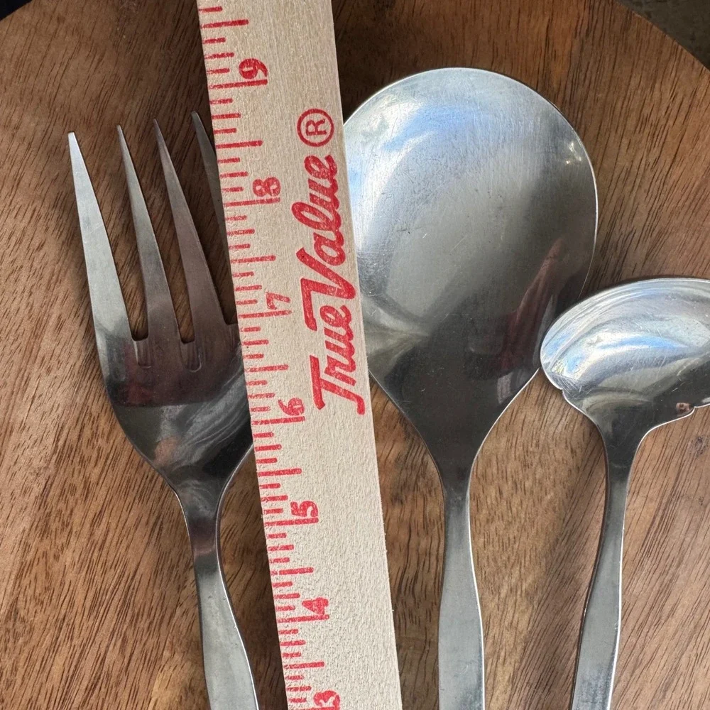 Oxford Hall BELLPORT Stainless Serving Set 3 Spoon Ladle Fork Vintage Midcentury